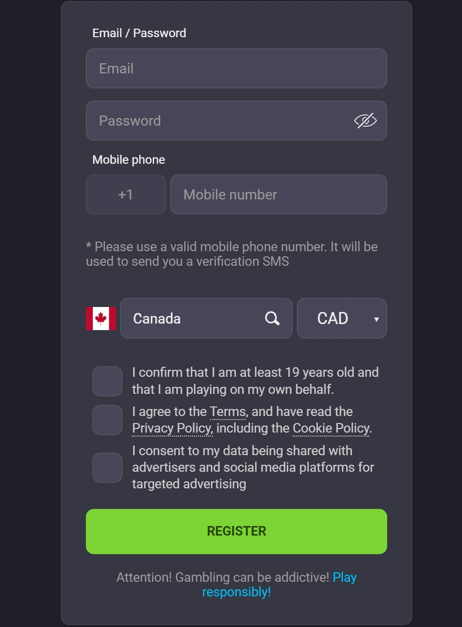 Step by step guide showing Coolbet Canada registration process from sign up to account activation